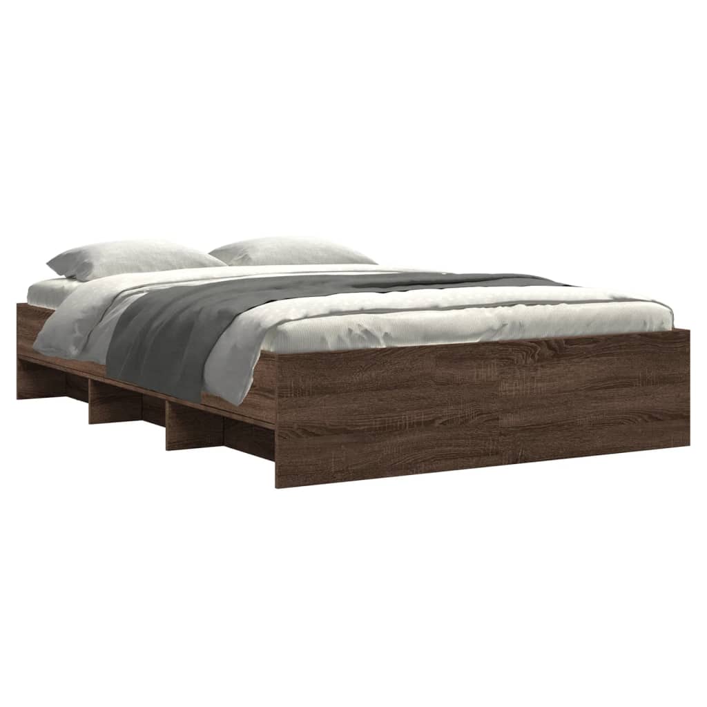 Bed Frame Without Mattress Brown Oak 120X190 Cm Small Double Engineered Wood