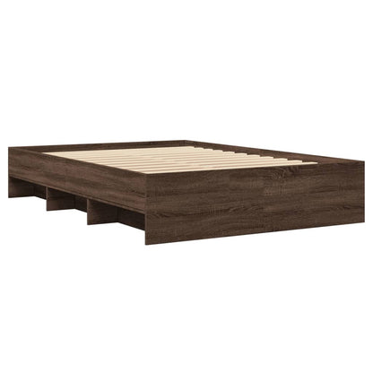 Bed Frame Without Mattress Brown Oak 120X190 Cm Small Double Engineered Wood