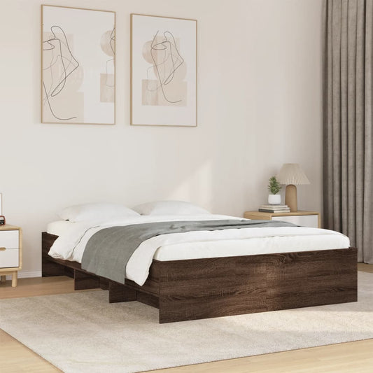 Bed Frame Without Mattress Brown Oak 120X190 Cm Small Double Engineered Wood