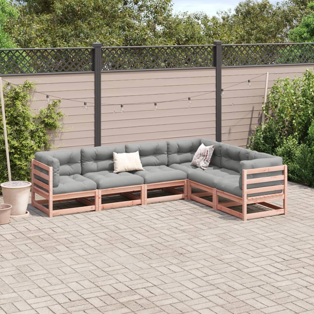 6 Piece Garden Sofa Set Solid Wood Douglas Fir