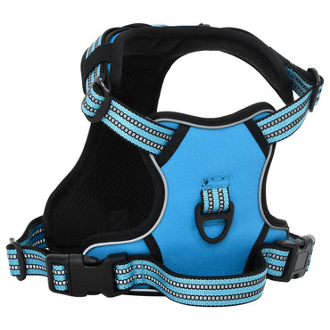 Dog Harness With Reflective Stripes Adjustable Blue L