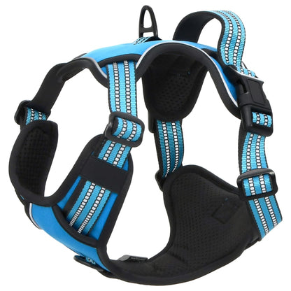 Dog Harness With Reflective Stripes Adjustable Blue L