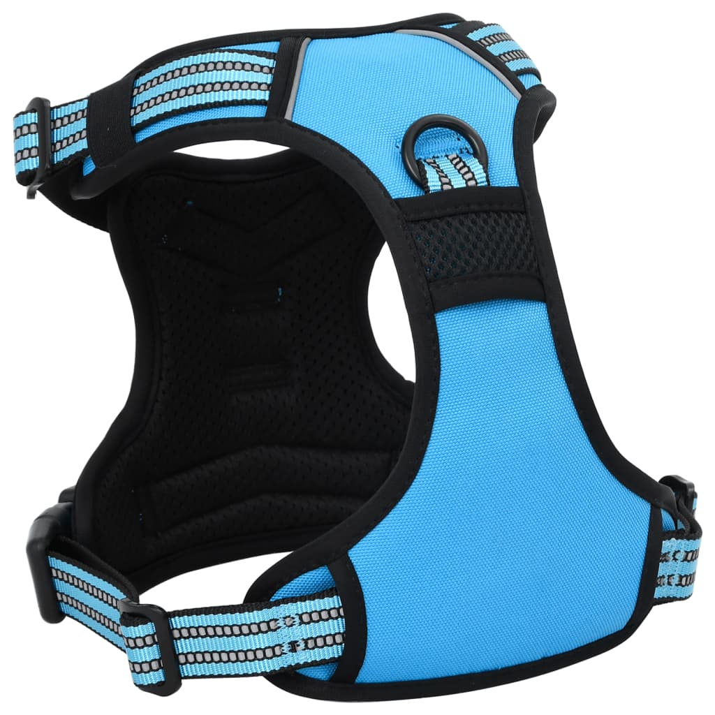 Dog Harness With Reflective Stripes Adjustable Blue L