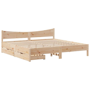 Bed Frame With Drawers 180X200 Cm Super King Solid Wood Pine