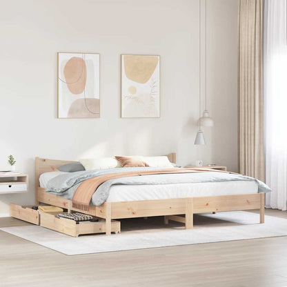 Bed Frame With Drawers 180X200 Cm Super King Solid Wood Pine