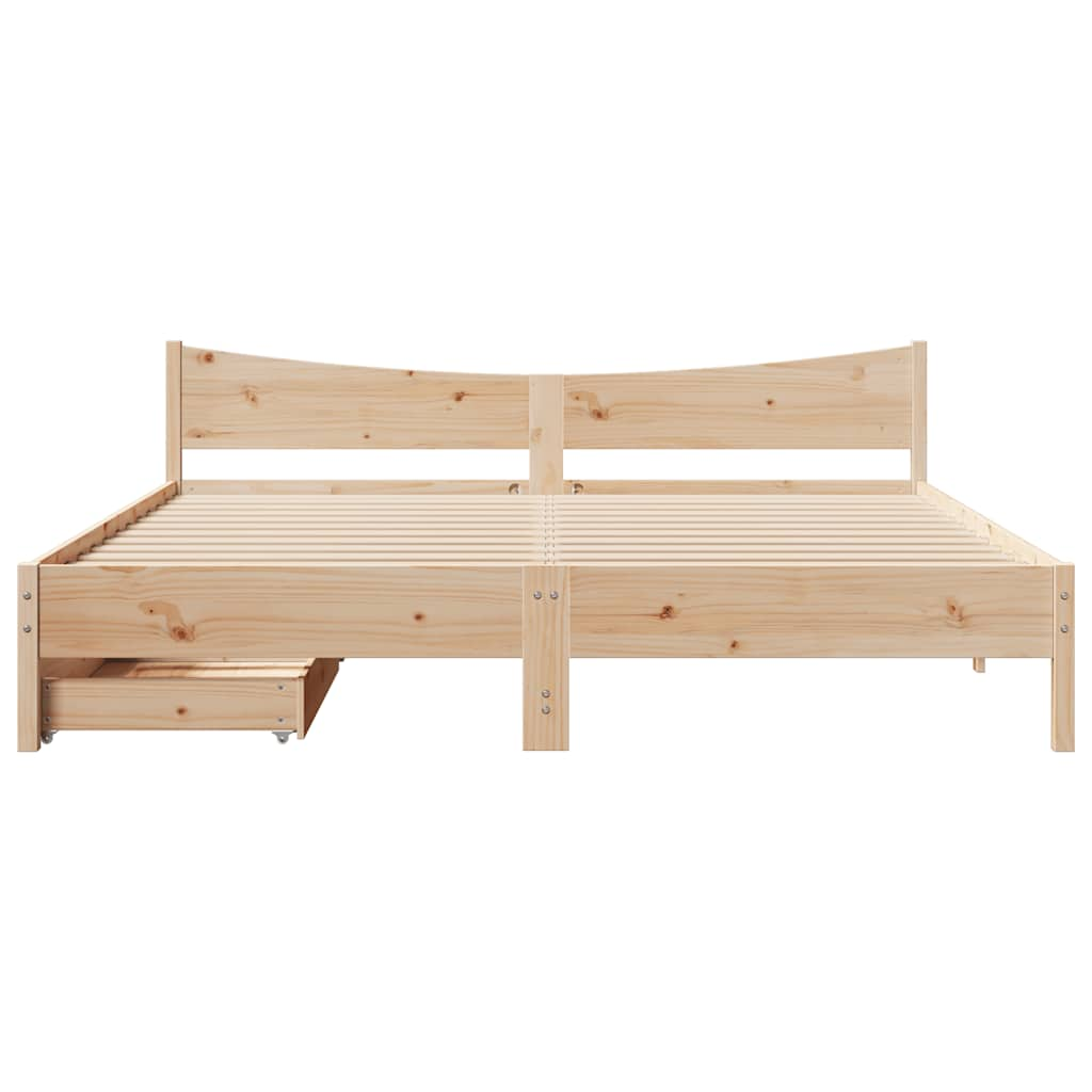 Bed Frame With Drawers 180X200 Cm Super King Solid Wood Pine