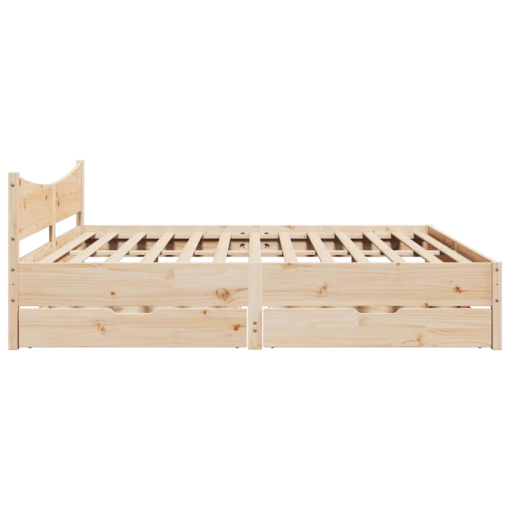 Bed Frame With Drawers 180X200 Cm Super King Solid Wood Pine