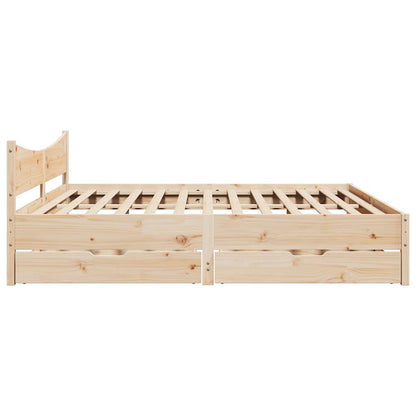 Bed Frame With Drawers 180X200 Cm Super King Solid Wood Pine