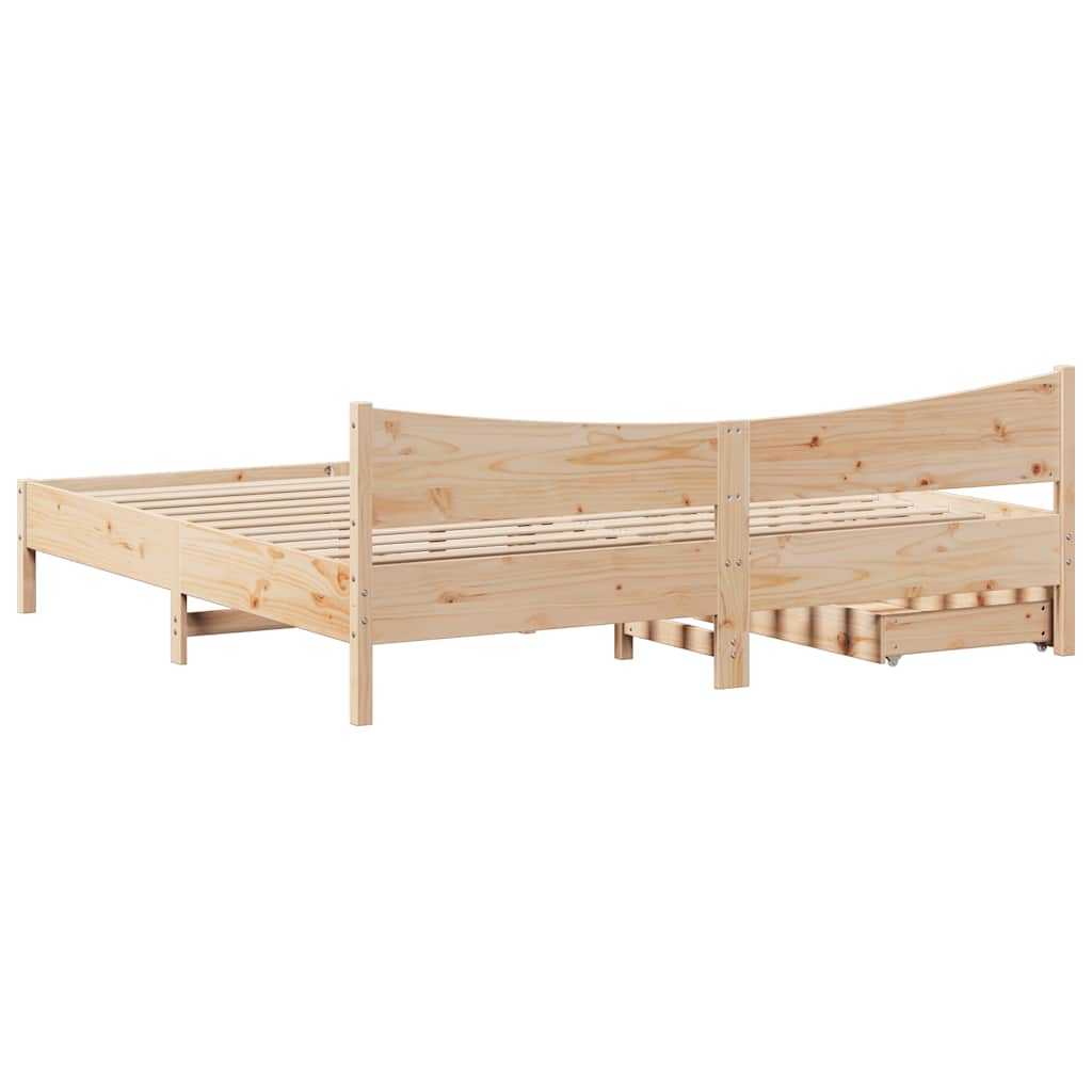 Bed Frame With Drawers 180X200 Cm Super King Solid Wood Pine