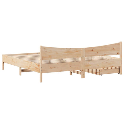 Bed Frame With Drawers 180X200 Cm Super King Solid Wood Pine