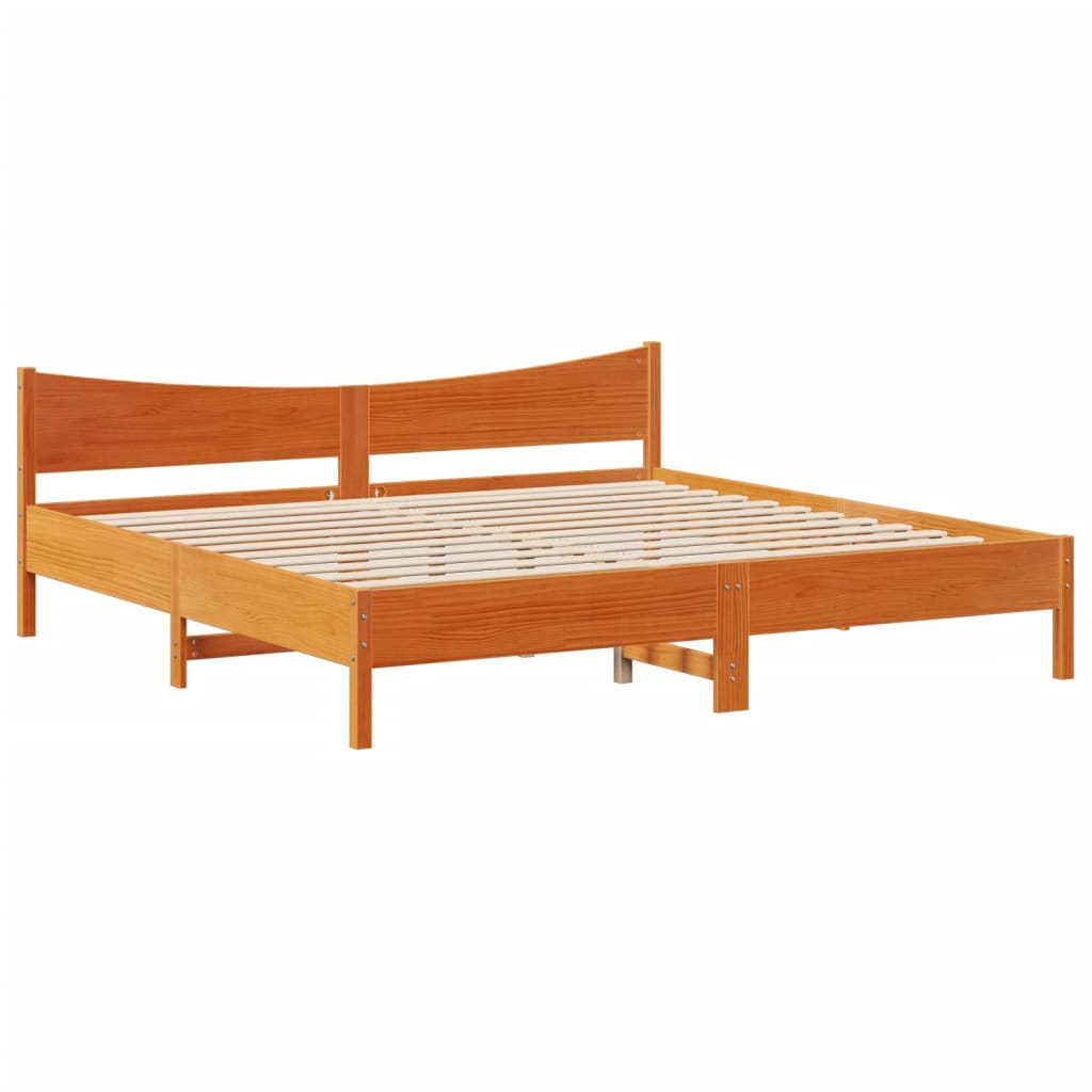 Bed Frame With Drawers Wax Brown 180X200 Cm Super King Solid Wood Pine