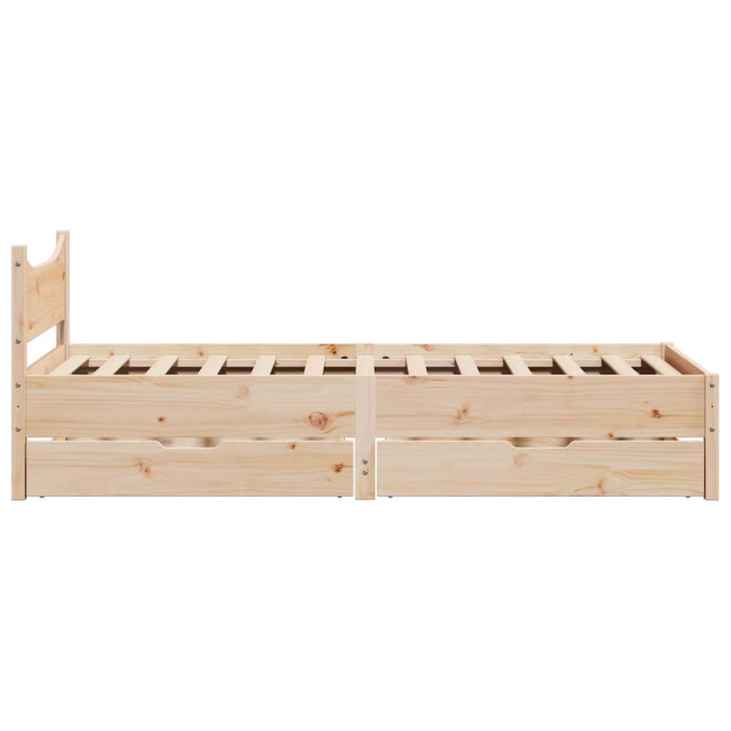 Bed Frame With Drawers 90X190 Cm Single Solid Wood Pine