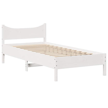 Bed Frame With Drawers White 90X190 Cm Single Solid Wood Pine