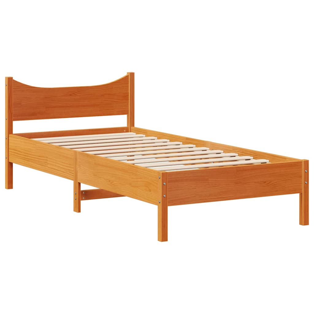 Bed Frame With Drawers Wax Brown 90X190 Cm Single Solid Wood Pine