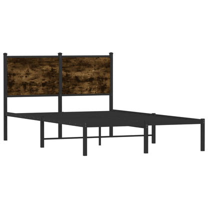 Metal Bed Frame Without Mattress Smoked Oak 120X190 Cm Small Double