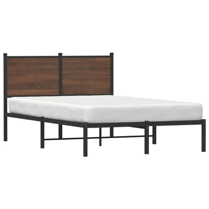 Metal Bed Frame Without Mattress Brown Oak 120X190 Cm Small Double