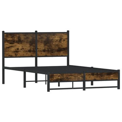 Metal Bed Frame Without Mattress Smoked Oak 120X190 Cm Small Double