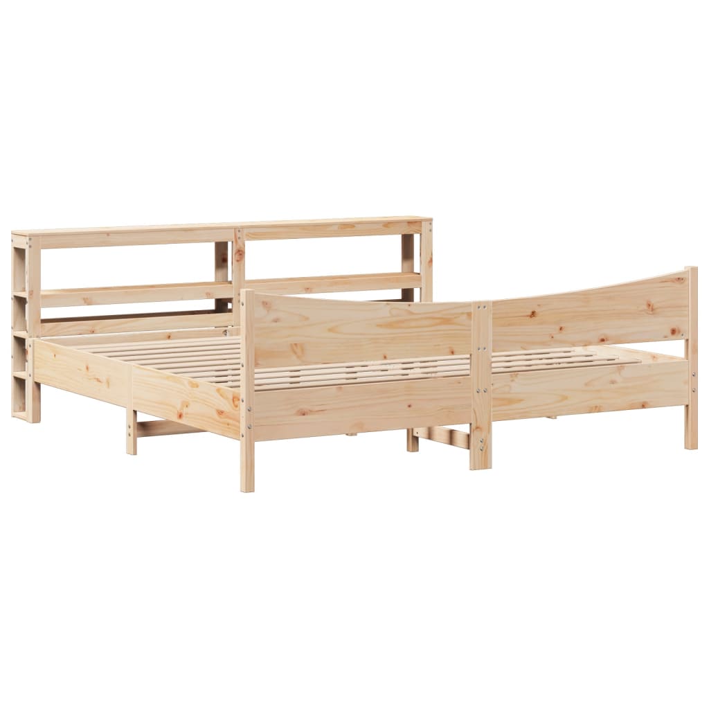 Bed Frame With Headboard 180X200 Cm Super King Solid Wood Pine