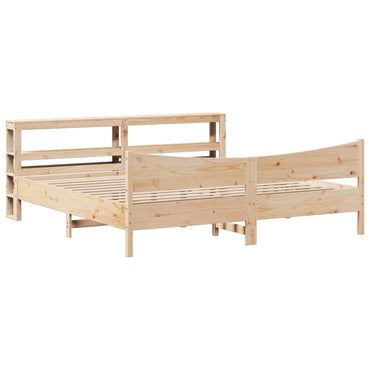 Bed Frame With Headboard 180X200 Cm Super King Solid Wood Pine