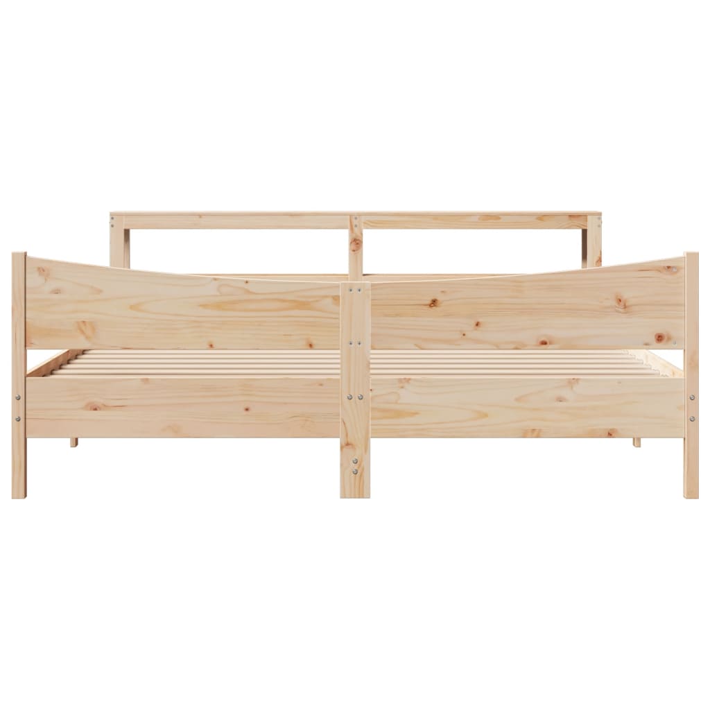 Bed Frame With Headboard 180X200 Cm Super King Solid Wood Pine