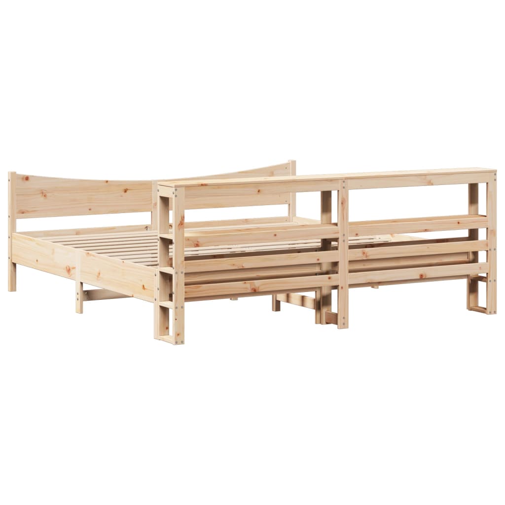 Bed Frame With Headboard 180X200 Cm Super King Solid Wood Pine