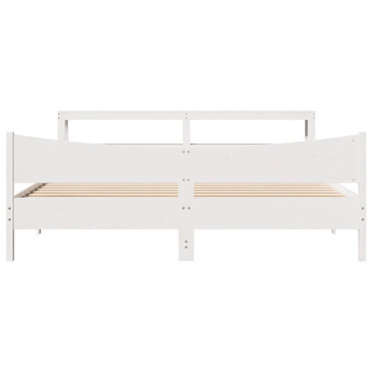 Bed Frame With Headboard White 180X200 Cm Super King Solid Wood Pine