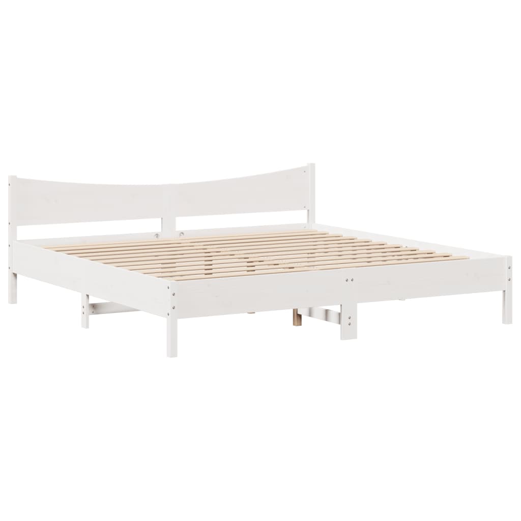 Bed Frame With Headboard White 180X200 Cm Super King Solid Wood Pine