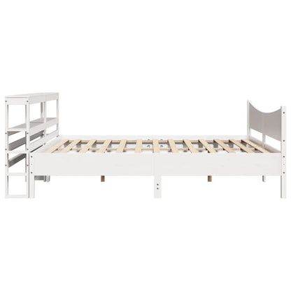 Bed Frame With Headboard White 180X200 Cm Super King Solid Wood Pine