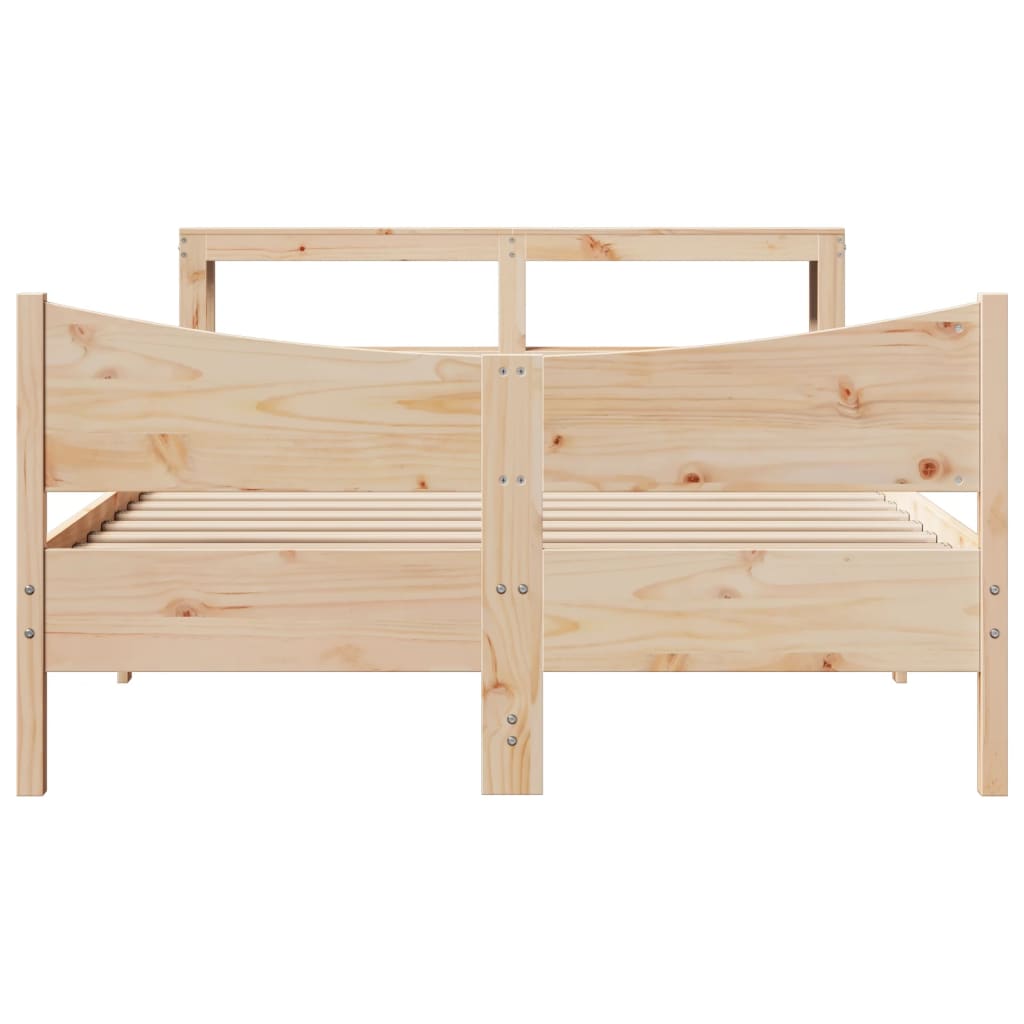 Bed Frame With Headboard 150X200 Cm King Size Solid Wood Pine