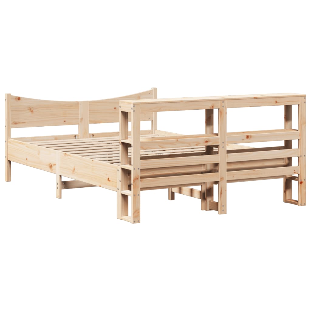 Bed Frame With Headboard 150X200 Cm King Size Solid Wood Pine