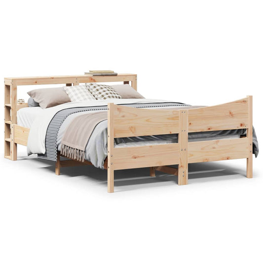 Bed Frame With Headboard 150X200 Cm King Size Solid Wood Pine