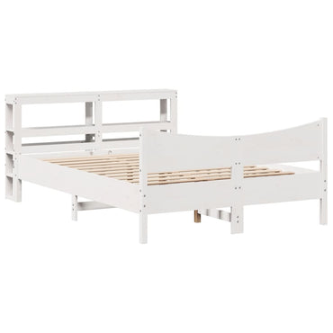 Bed Frame With Headboard White 150X200 Cm King Size Solid Wood Pine