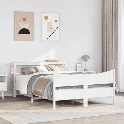 Bed Frame With Headboard White 150X200 Cm King Size Solid Wood Pine