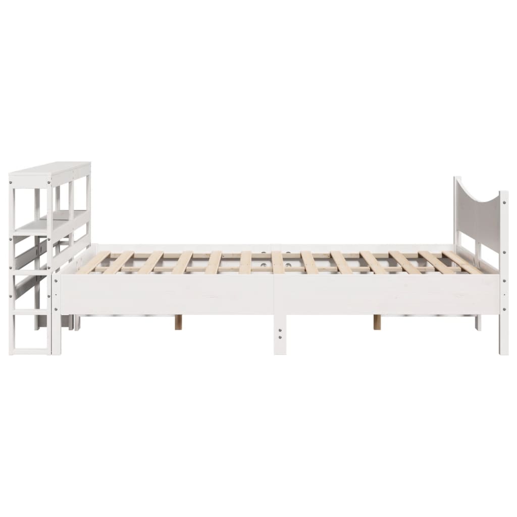 Bed Frame With Headboard White 150X200 Cm King Size Solid Wood Pine