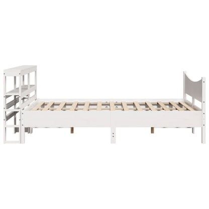 Bed Frame With Headboard White 150X200 Cm King Size Solid Wood Pine