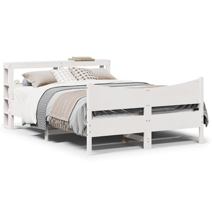 Bed Frame With Headboard White 150X200 Cm King Size Solid Wood Pine