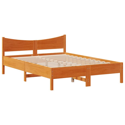 Bed Frame With Headboard Wax Brown 150X200 Cm King Size Solid Wood Pine