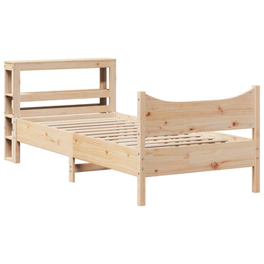 Bed Frame With Headboard 90X190 Cm Single Solid Wood Pine