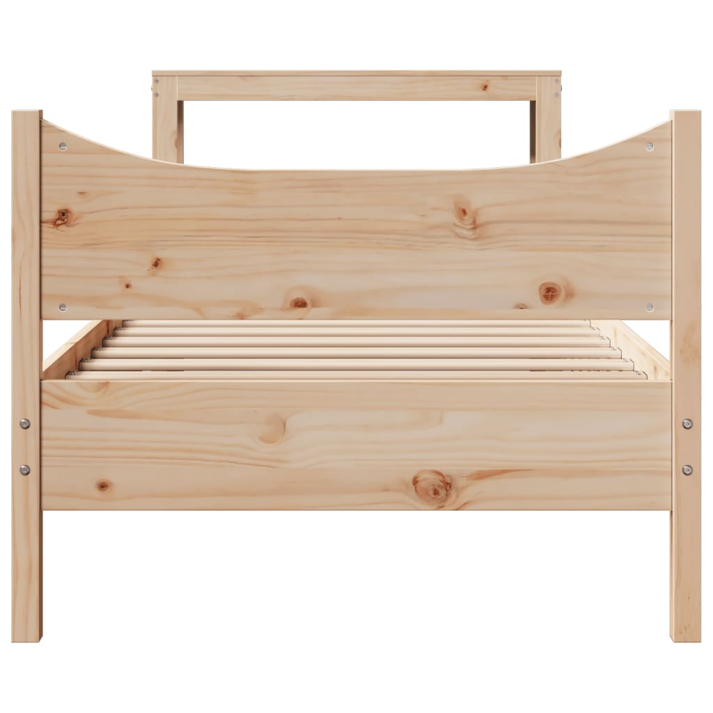 Bed Frame With Headboard 90X190 Cm Single Solid Wood Pine