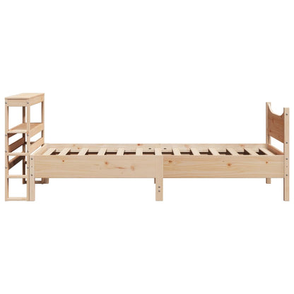 Bed Frame With Headboard 90X190 Cm Single Solid Wood Pine