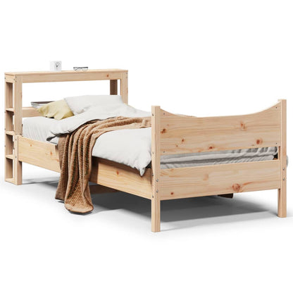 Bed Frame With Headboard 90X190 Cm Single Solid Wood Pine