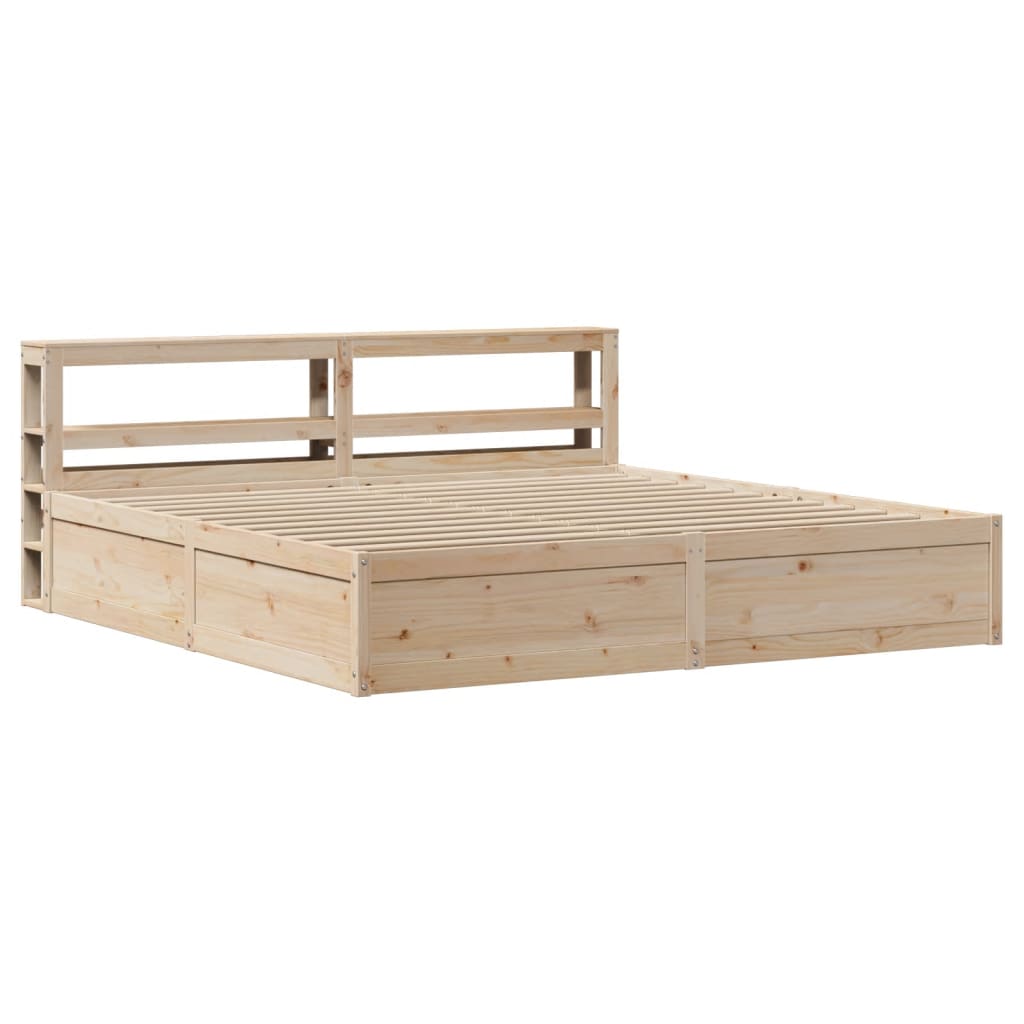 Bed Frame With Headboard 180X200 Cm Super King Solid Wood Pine