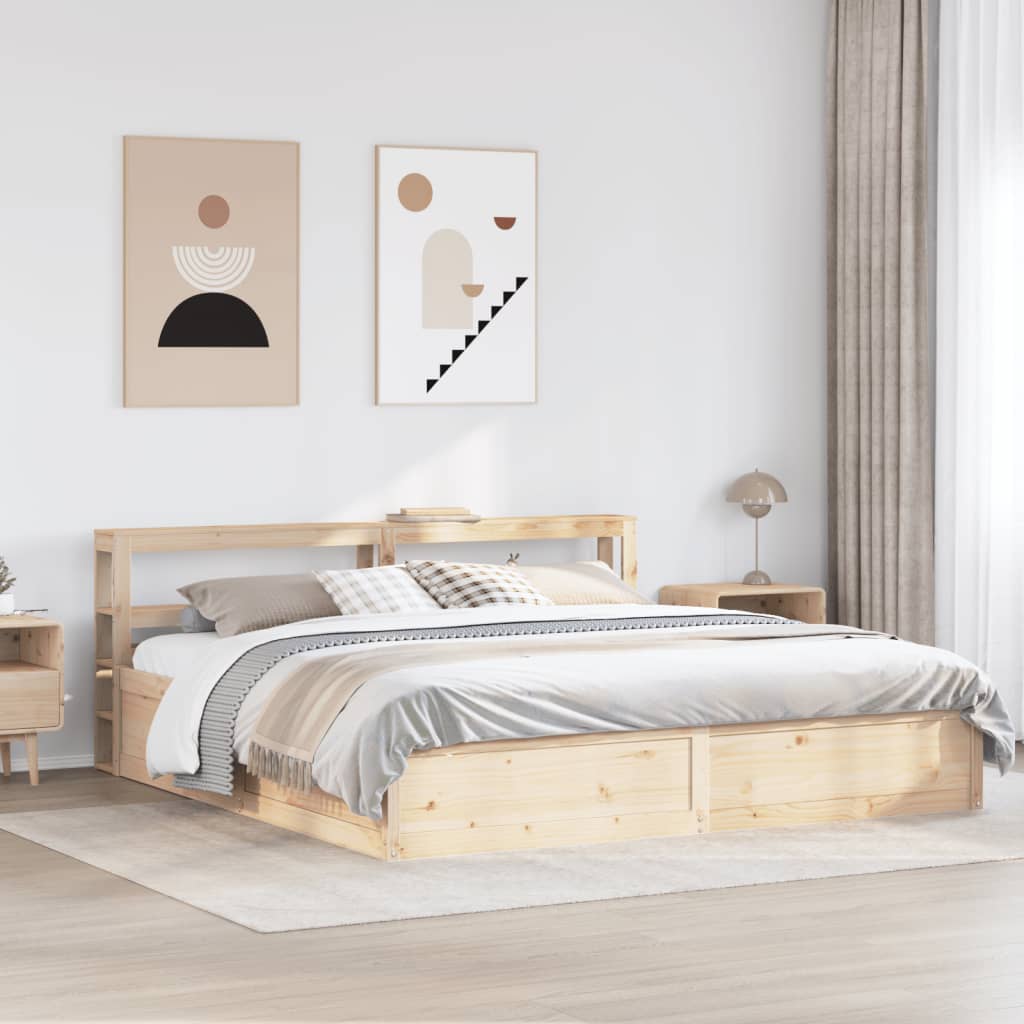 Bed Frame With Headboard 180X200 Cm Super King Solid Wood Pine