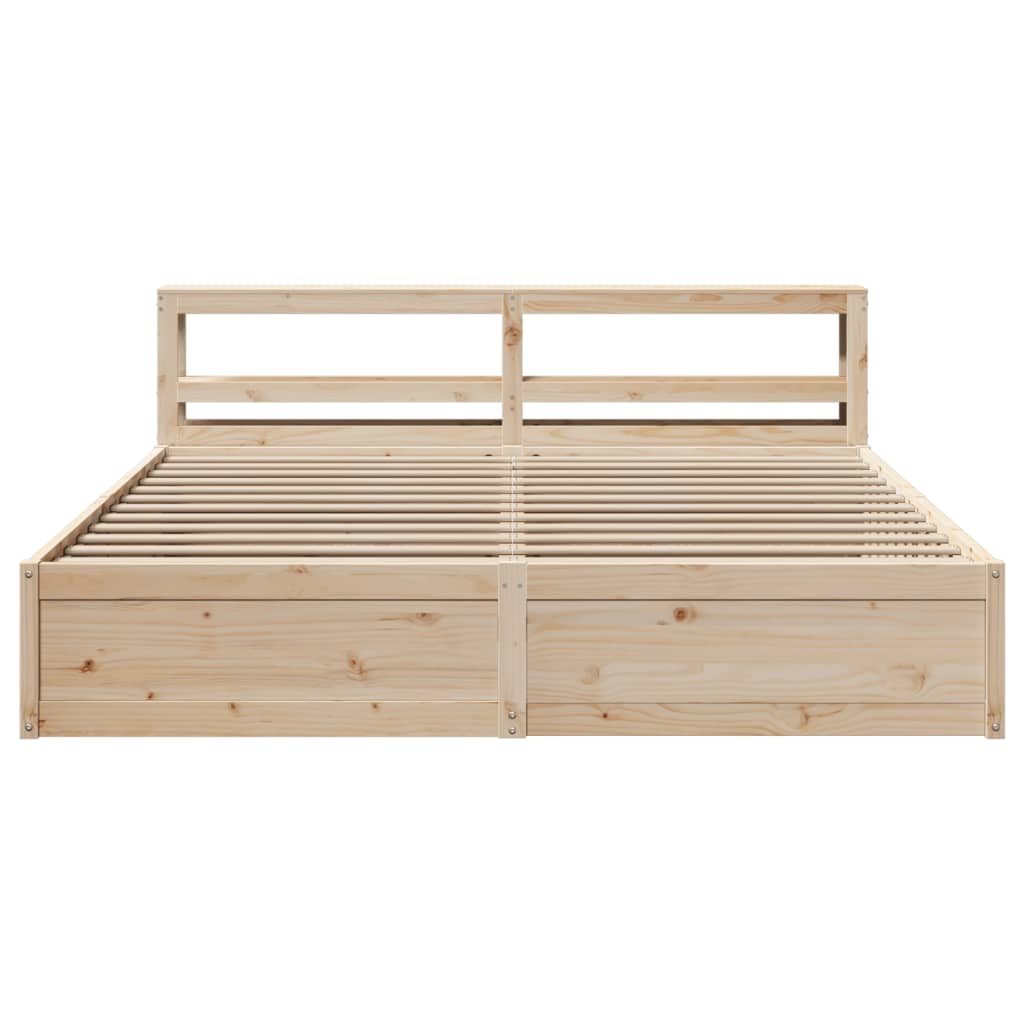 Bed Frame With Headboard 180X200 Cm Super King Solid Wood Pine