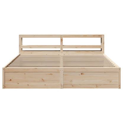 Bed Frame With Headboard 180X200 Cm Super King Solid Wood Pine