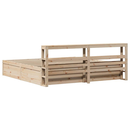 Bed Frame With Headboard 180X200 Cm Super King Solid Wood Pine