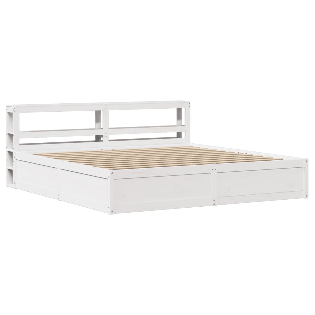 Bed Frame With Headboard White 180X200 Cm Super King Solid Wood Pine