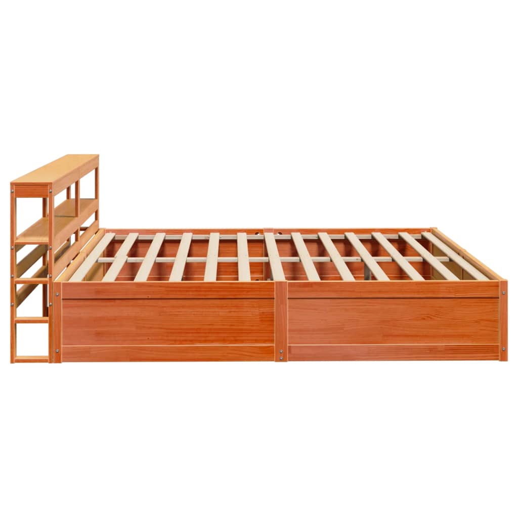 Bed Frame With Headboard Wax Brown 180X200 Cm Super King Solid Wood Pine