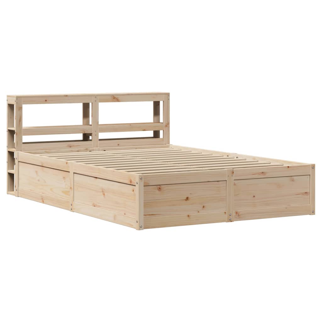 Bed Frame With Headboard 150X200 Cm King Size Solid Wood Pine