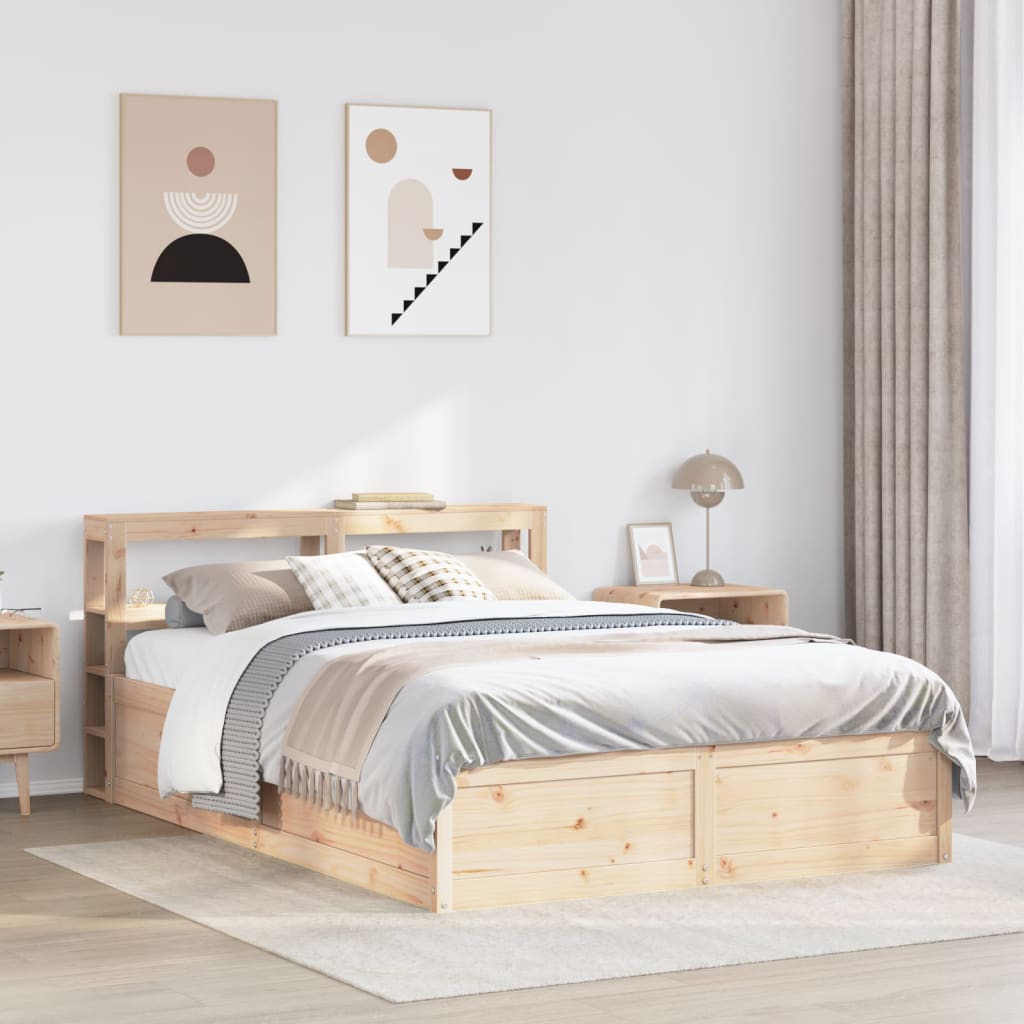 Bed Frame With Headboard 150X200 Cm King Size Solid Wood Pine